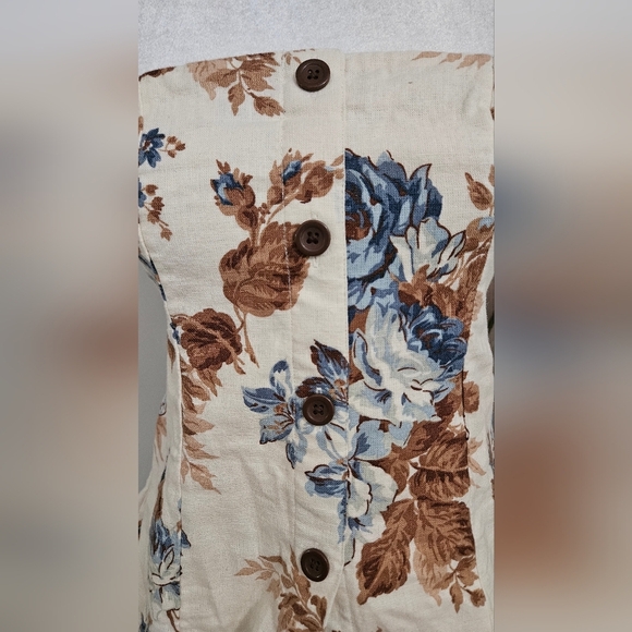 ABERCROMBIE & FITCH Strapless flared hem top in cream botanical print.XS NWT - Picture 10 of 13